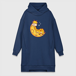 Женская толстовка-платье Спящий жираф на луне