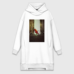 Женское худи-платье Танец Джокера, цвет: белый