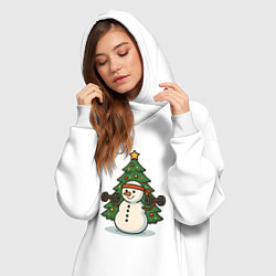 Женское худи-платье Снеговик с гирями, цвет: белый — фото 2