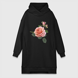 Женская толстовка-платье Розовые розы