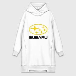Женское худи-платье Subaru Logo, цвет: белый