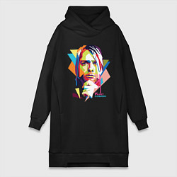 Женское худи-платье Kurt Cobain: Colors, цвет: черный