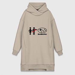 Женское худи-платье I love subaru, цвет: миндальный