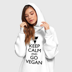 Женское худи-платье Keep Calm & Go Vegan, цвет: белый — фото 2