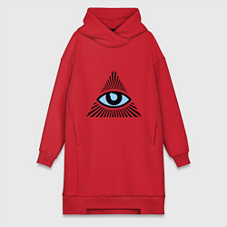 Женское худи-платье Всевидящее око (глаз в треугольнике), цвет: красный