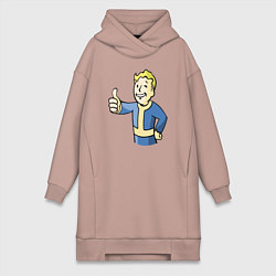 Женское худи-платье Fallout vault boy, цвет: пыльно-розовый