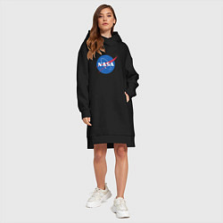 Женское худи-платье NASA: Logo, цвет: черный — фото 2