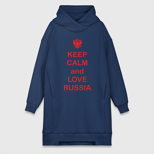 Женская толстовка-платье Keep Calm & Love Russia / Тёмно-синий – фото 1