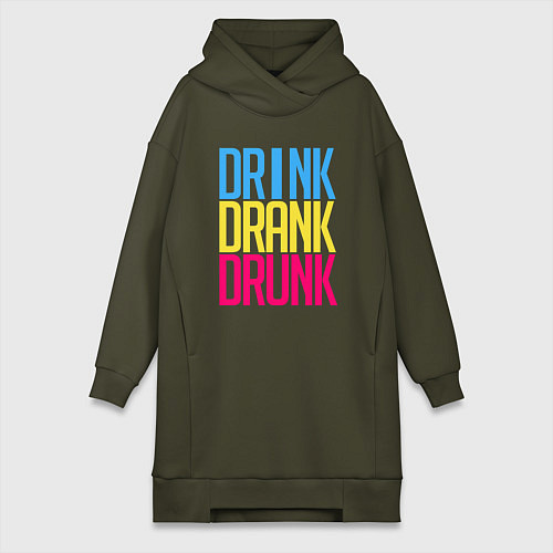 Женская толстовка-платье Drink Drank Drunk / Хаки – фото 1