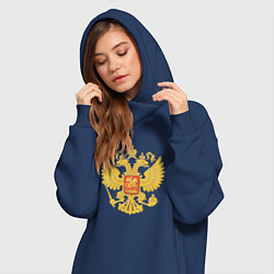 Женское худи-платье Герб России: золото, цвет: тёмно-синий — фото 2