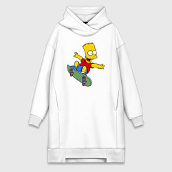 Женское худи-платье Барт на скейте, цвет: белый