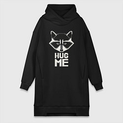 Женское худи-платье Raccoon: Hug me, цвет: черный