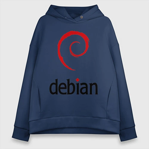 Женское худи оверсайз Debian / Тёмно-синий – фото 1