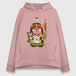 Толстовка оверсайз женская Забавные Индейцы 9, цвет: пыльно-розовый
