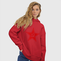 Толстовка оверсайз женская Звезда СССР, цвет: красный — фото 2