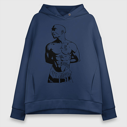 Женское худи оверсайз 2pac / Тёмно-синий – фото 1