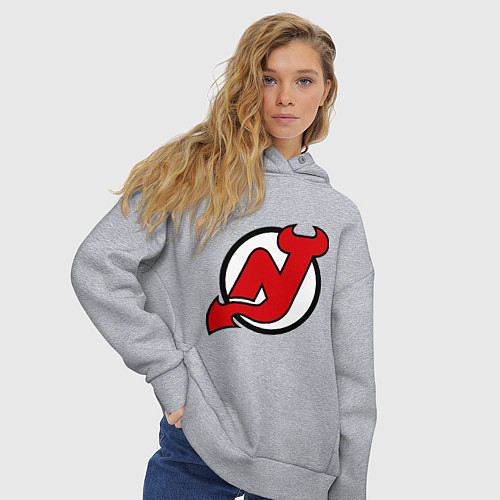 Женское худи оверсайз New Jersey Devils / Меланж – фото 3