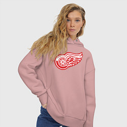 Толстовка оверсайз женская Detroit Red Wings, цвет: пыльно-розовый — фото 2