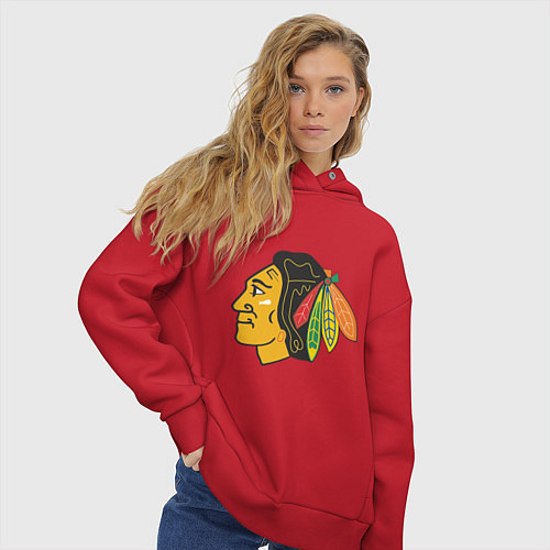 Женское худи оверсайз Chicago Blackhawks / Красный – фото 3
