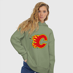 Толстовка оверсайз женская Calgary Flames цвета авокадо — фото 2