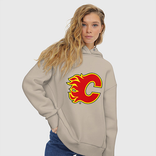Женское худи оверсайз Calgary Flames / Миндальный – фото 3