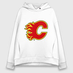 Толстовка оверсайз женская Calgary Flames, цвет: белый