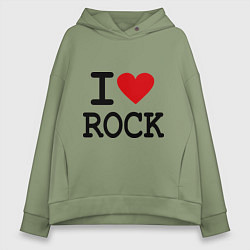 Толстовка оверсайз женская I love Rock, цвет: авокадо