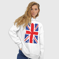 Толстовка оверсайз женская Британский флаг, цвет: белый — фото 2