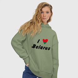 Толстовка оверсайз женская I love Belarus, цвет: авокадо — фото 2