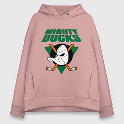 Толстовка оверсайз женская Anaheim Mighty Ducks, цвет: пыльно-розовый