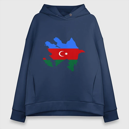 Женское худи оверсайз Azerbaijan map / Тёмно-синий – фото 1