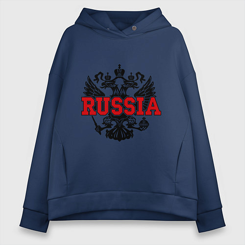 Женское худи оверсайз Russia Coat / Тёмно-синий – фото 1