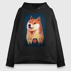 Толстовка оверсайз женская Wow Doge, цвет: черный