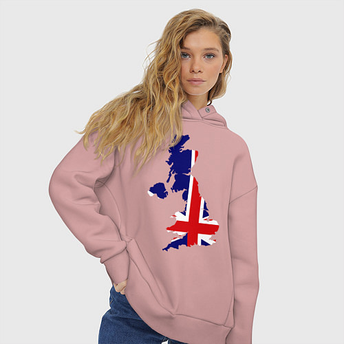 Женское худи оверсайз Великобритания (Great Britain) / Пыльно-розовый – фото 3