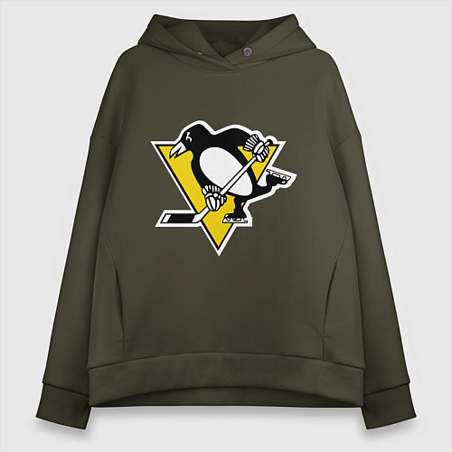 Женское худи оверсайз Pittsburgh Penguins / Хаки – фото 1