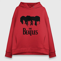 Толстовка оверсайз женская The Beatles: Faces, цвет: красный