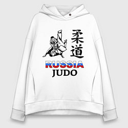 Толстовка оверсайз женская Russia Judo цвета белый — фото 1