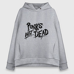 Толстовка оверсайз женская Punks not dead, цвет: меланж