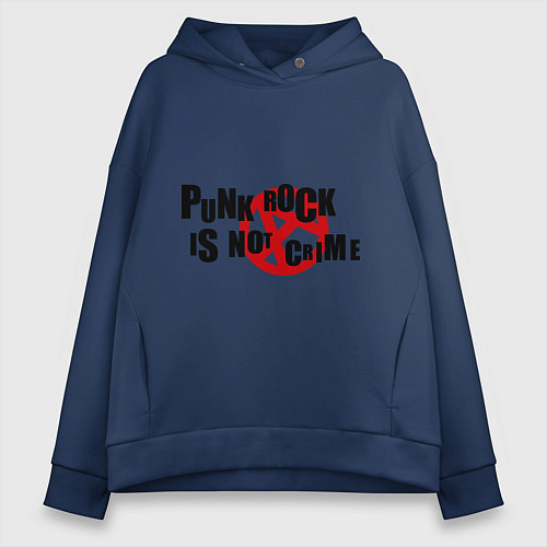 Женское худи оверсайз Punk Rock is not a crime / Тёмно-синий – фото 1
