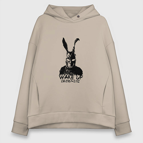 Женское худи оверсайз Wake Up 28:06:42:12 / Миндальный – фото 1