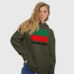 Толстовка оверсайз женская Флаг Татарстана, цвет: хаки — фото 2