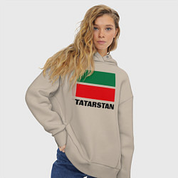 Толстовка оверсайз женская Флаг Татарстана, цвет: миндальный — фото 2