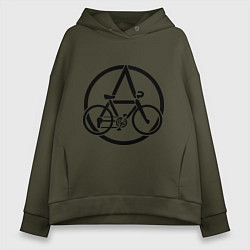 Толстовка оверсайз женская Anarchy Bike, цвет: хаки