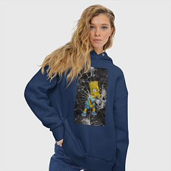 Толстовка оверсайз женская Барт хулиган, цвет: тёмно-синий — фото 2