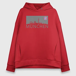 Толстовка оверсайз женская Bayern Munchen - Munchen City grey 2022, цвет: красный