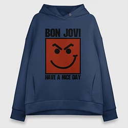 Толстовка оверсайз женская Bon Jovi: Have a nice day, цвет: тёмно-синий