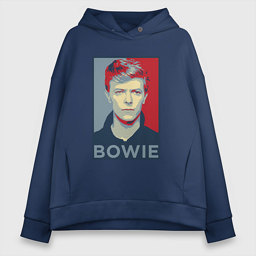 Женское худи оверсайз Bowie Poster / Тёмно-синий – фото 1