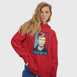 Толстовка оверсайз женская Bowie Poster, цвет: красный — фото 2