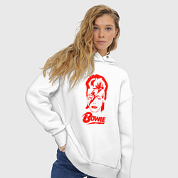 Толстовка оверсайз женская Дэвид Боуи, цвет: белый — фото 2