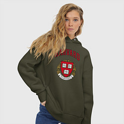 Толстовка оверсайз женская Harvard university, цвет: хаки — фото 2